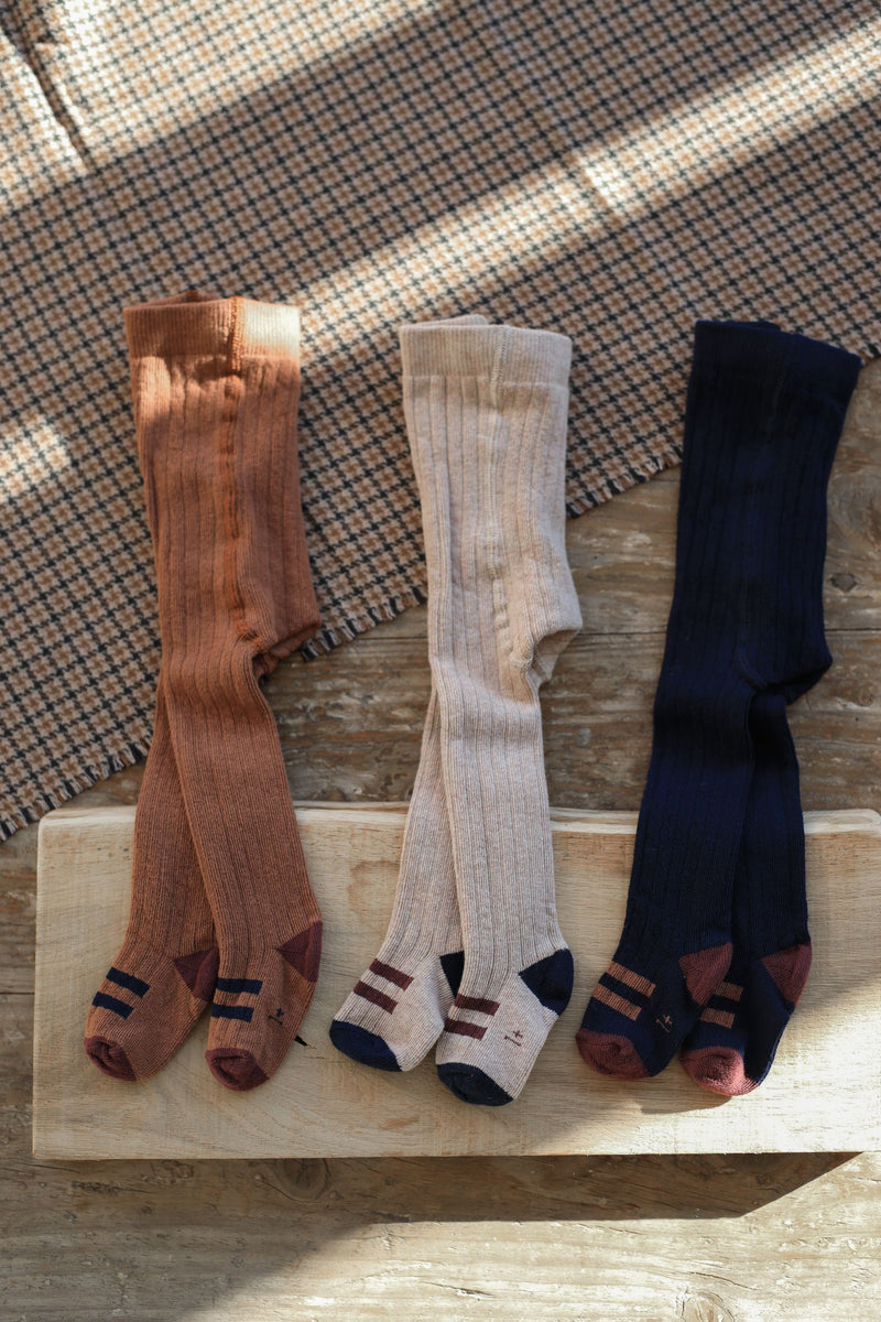 SALLY ribbed plain tights - tortora
