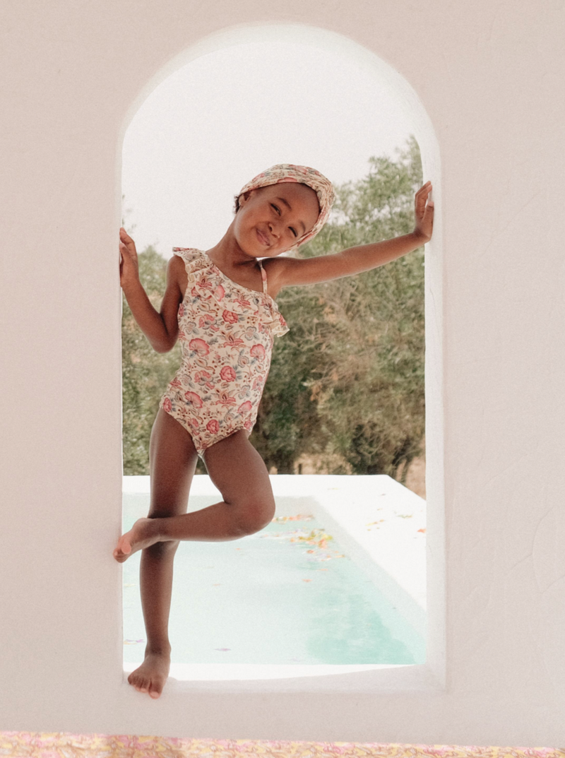 AUDREY BATHING SUIT - CREAM INDIAN FLOWERS